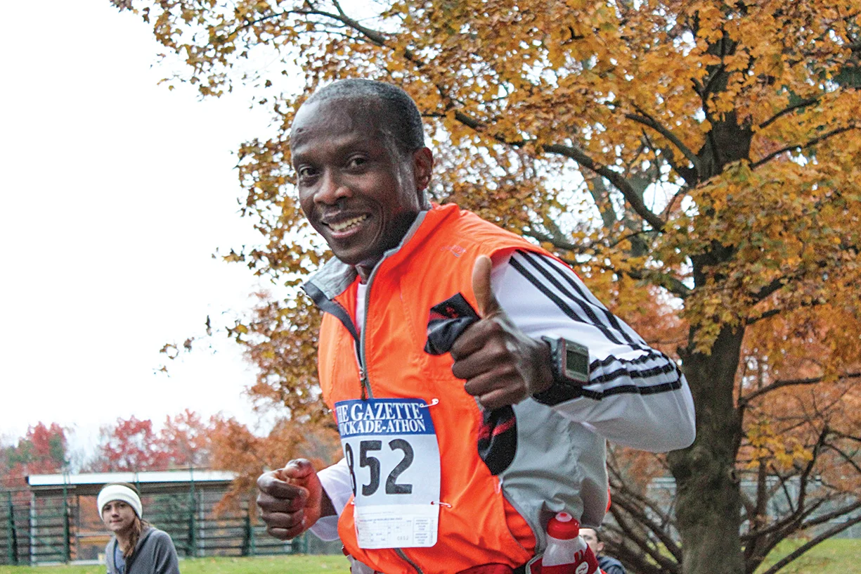 Thumbs up at the 2017 Stockade-athon 15K in Schenectady. Shelly Binsfeld