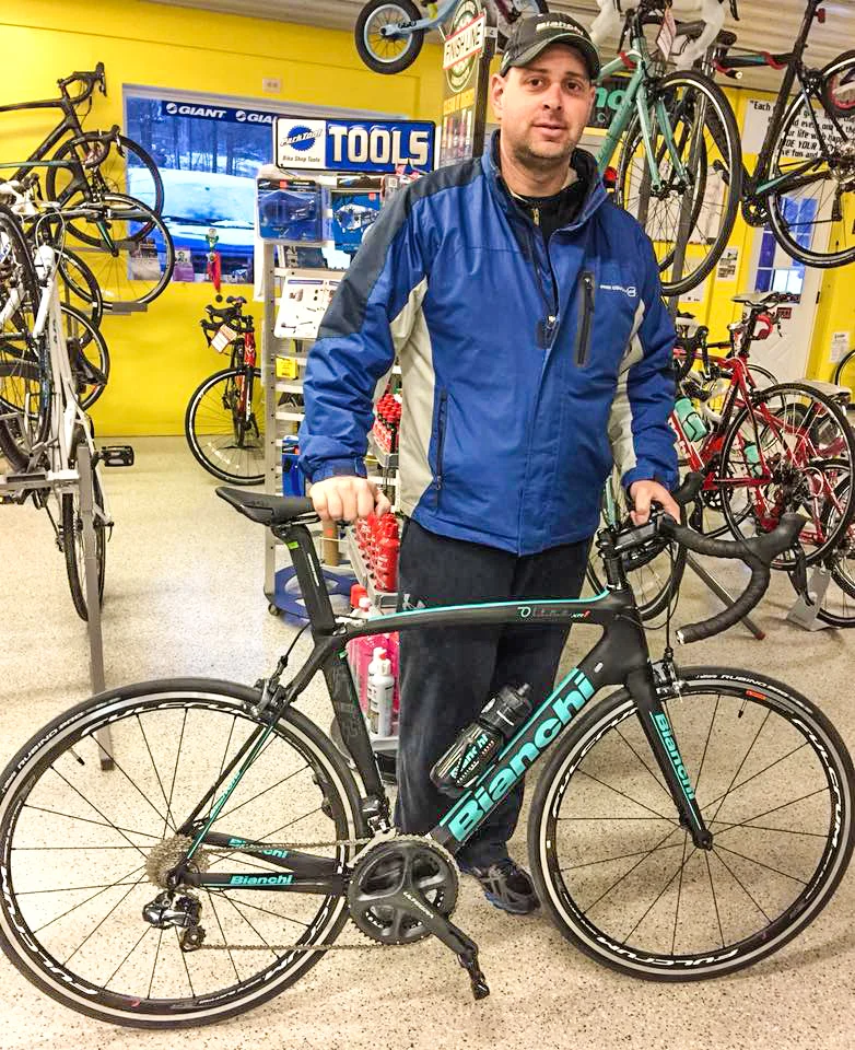 New bike owner ready to give it a go at Tomhannock Bicycles in Pittstown.