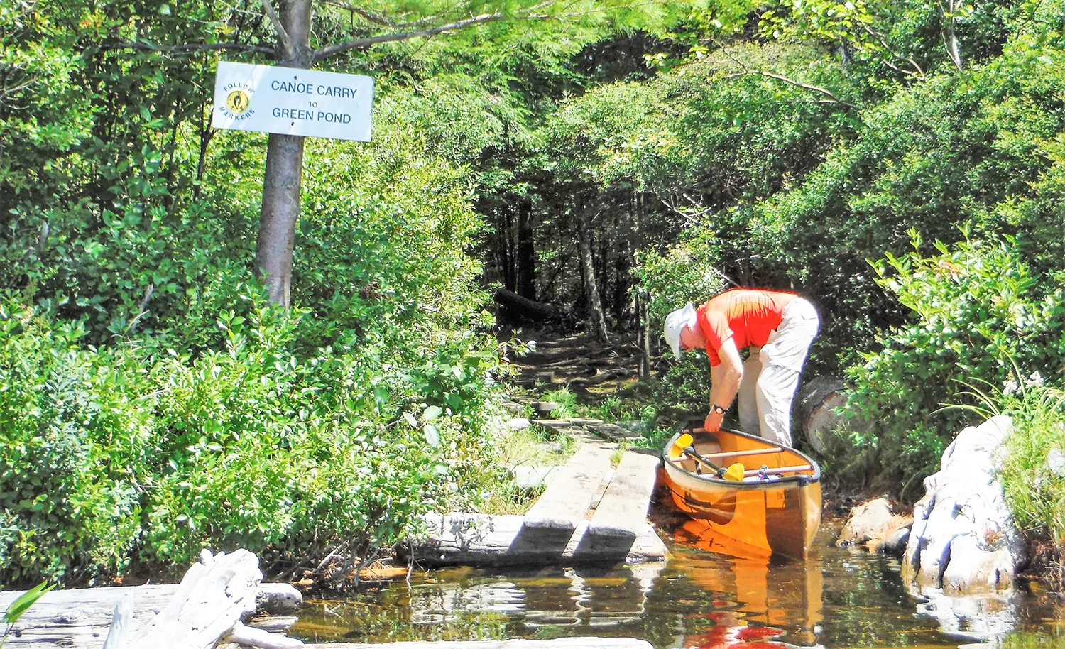 Getting ready to carry from St. Regis Pond to Green Pond. Rich Macha
