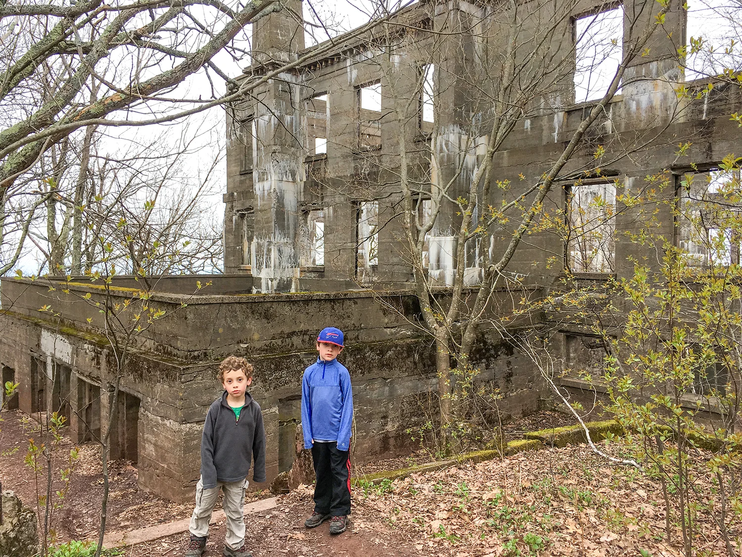 Conor and Theo have fun exploring the ruins. Tom O’Grady
