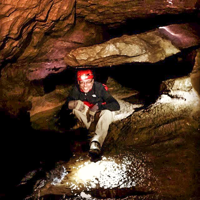 The author, Tom Denham, in Clarksville Cave Preserve.