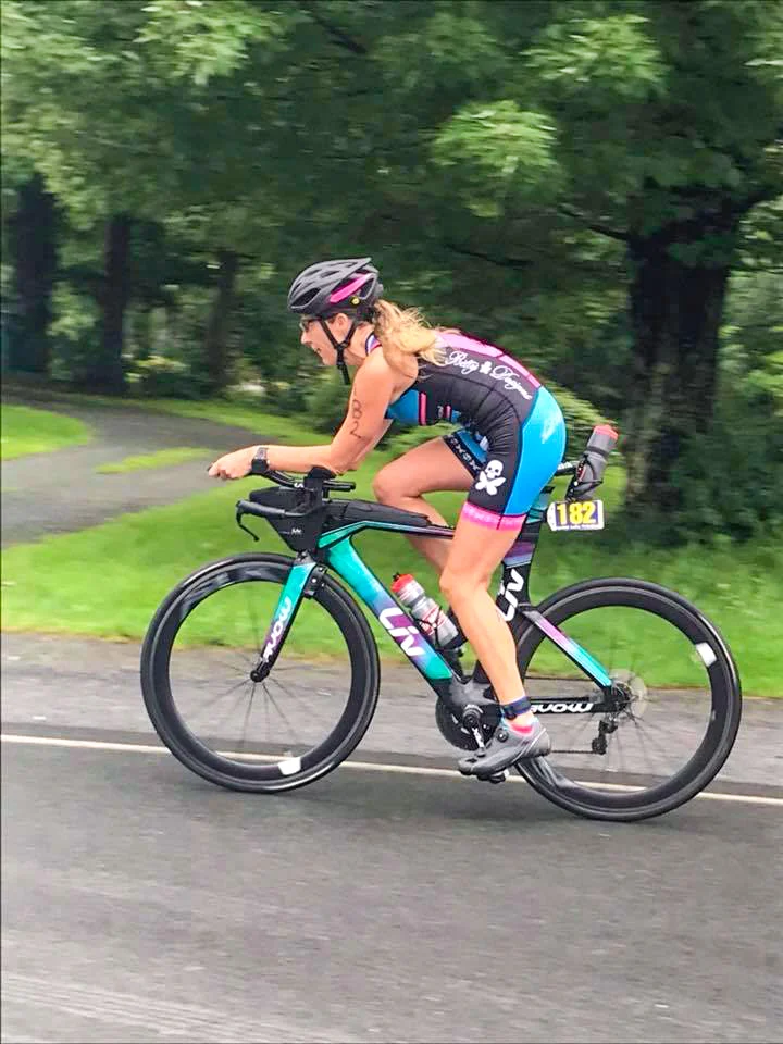 Kelli Schuhl in action at the 2018 Crystal Lake Triathlon. Capital District Triathlon Club