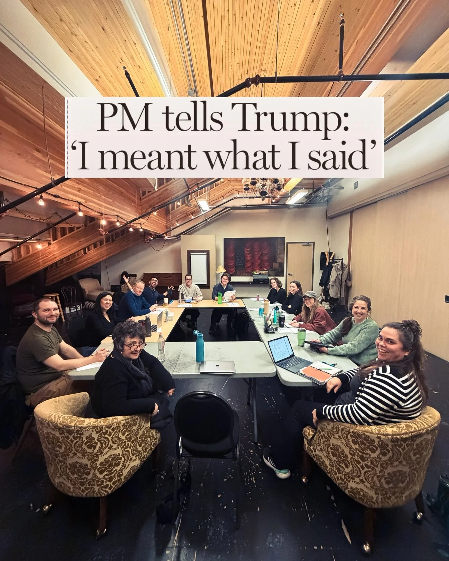Reheasals have begun for I Meant What I Said!

Stewart Lemoine&rsquo;s first brand new full-length play since 2019 is officially in the hands of our brilliant Teatro Live ensemble.

The rehearsal hall is full. The scripts are open. And our next adven