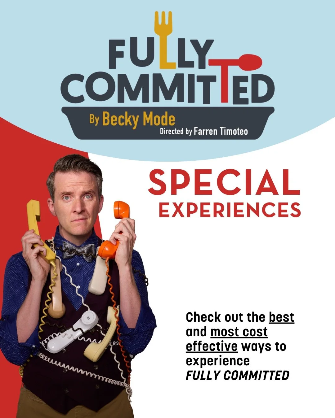Looking for a great excuse to spend an evening at the theatre?

Fully Committed opens this Friday at the @varsconatheatre, but you can be among the first to see it at our Preview Performance this Thursday, June 4. Bonus: it&rsquo;s also our lowest ti