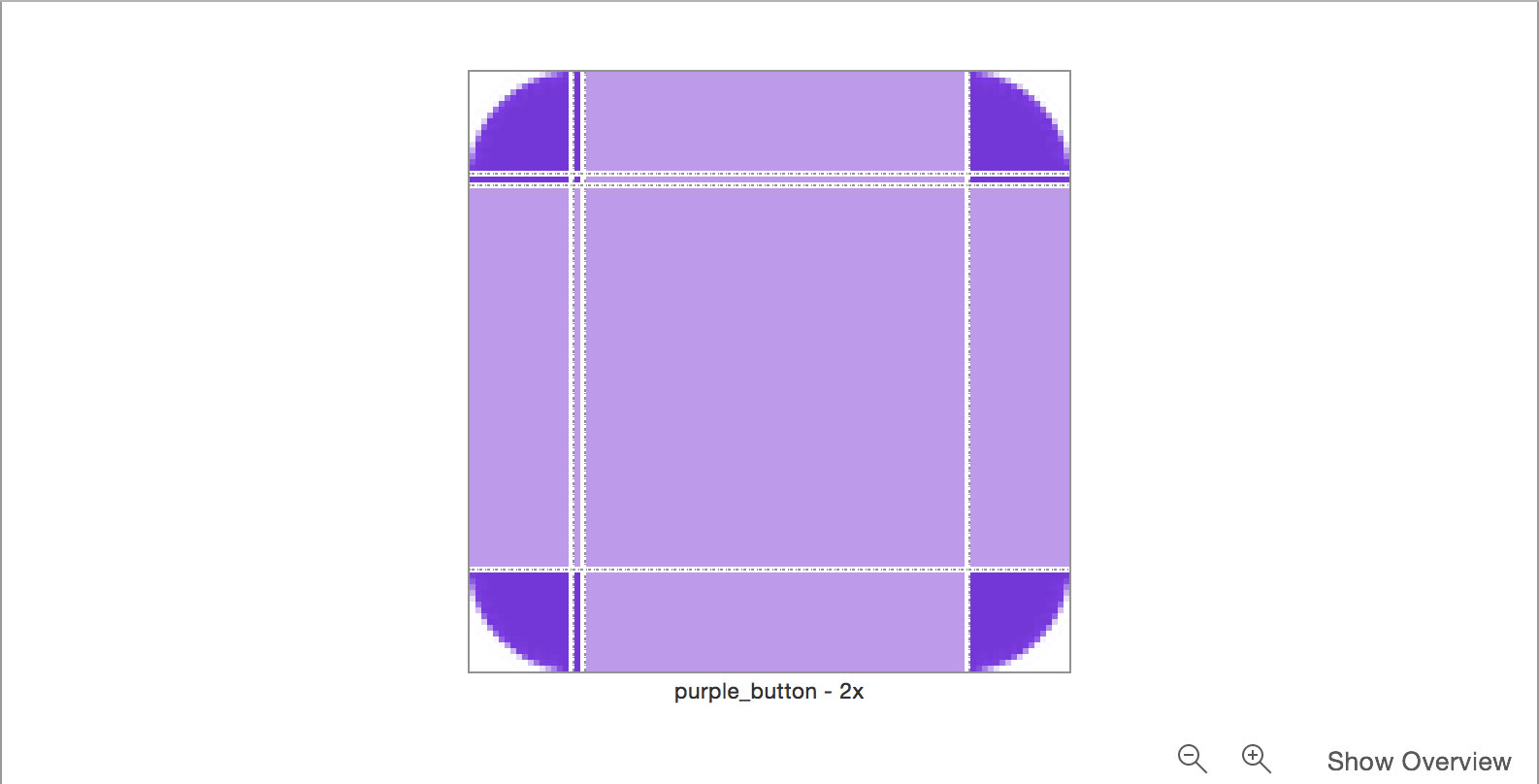 As you can see, the dark purple areas are going to be preserved by the system, while the light purple areas will be the pixels that stretch. 