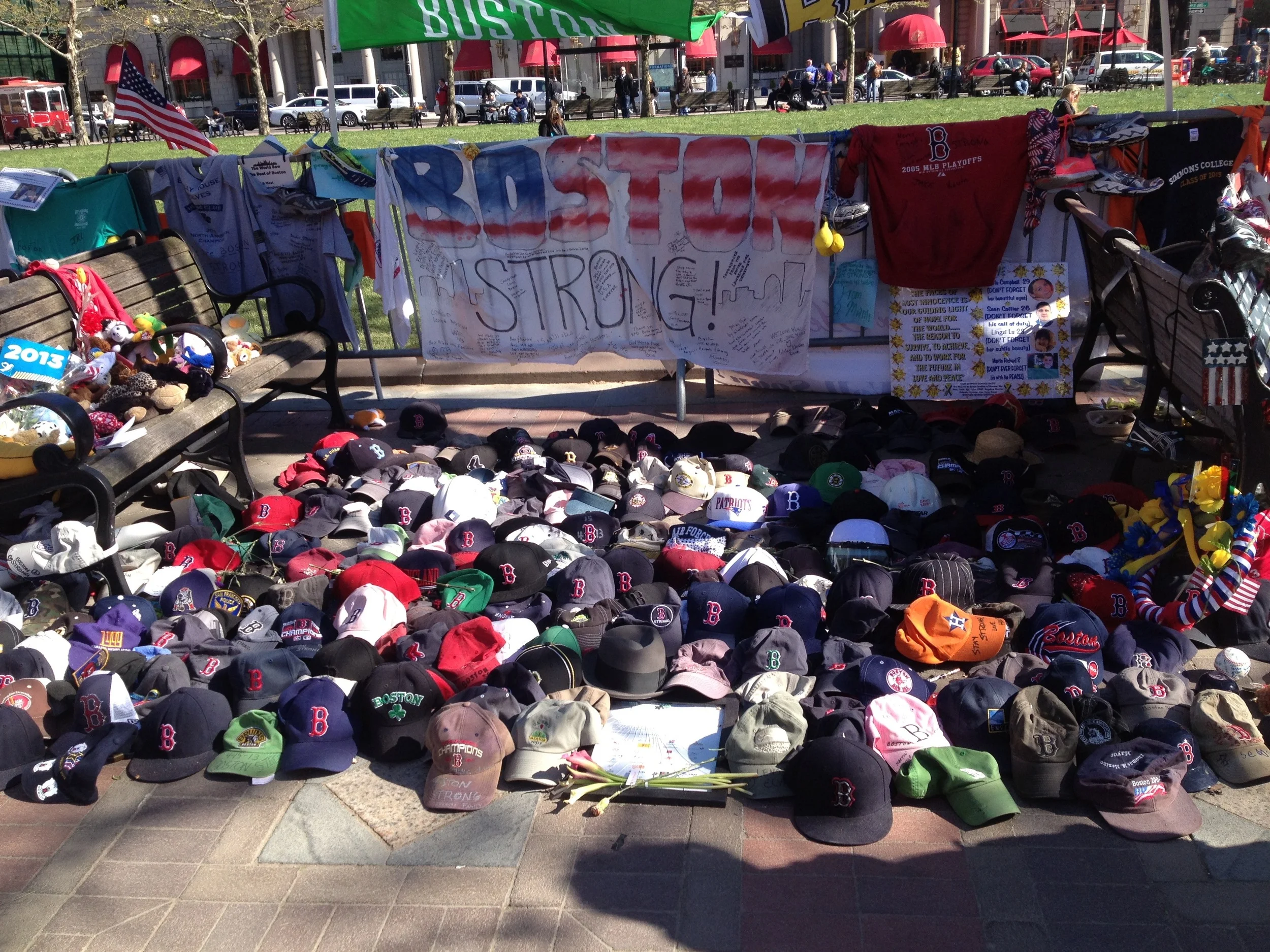 Part of the collection at the make-shift memorial 2013