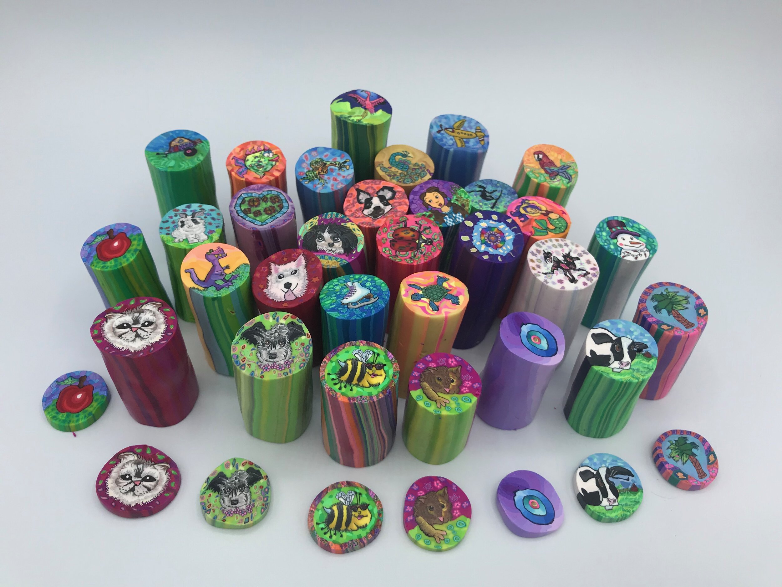 Amazing Silly Millies. Artist Layl McDill's Polymer Clay Cane Millefiores