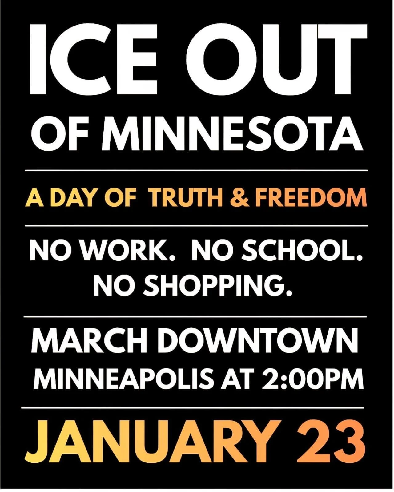 Closed for "Ice Out of MN Day of Action"