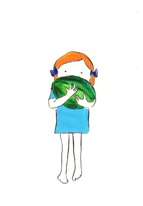 Watermelon. 2008 gouache and ink on paper 5x7"