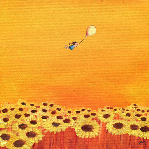 Sunflowers. 2012 acrylic on canvas. 8x8"