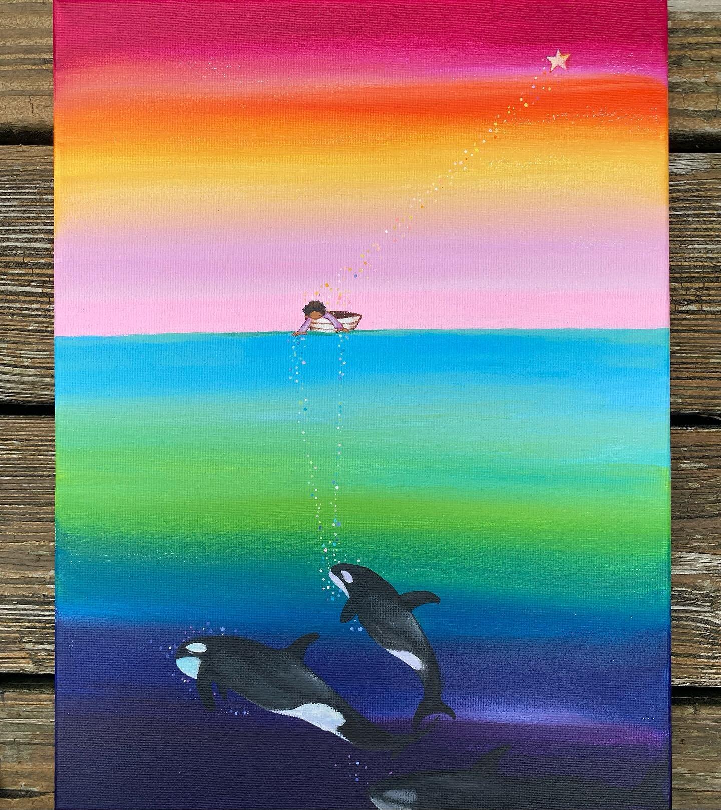 Couple of nights ago I dreamt of an orca and yesterday I painted them 💕
Acrylic on canvas 12x16&rdquo; 
&ldquo;As above so below&rdquo;

#orcas #acrylicpaintings #colorfulartwork #upliftingart