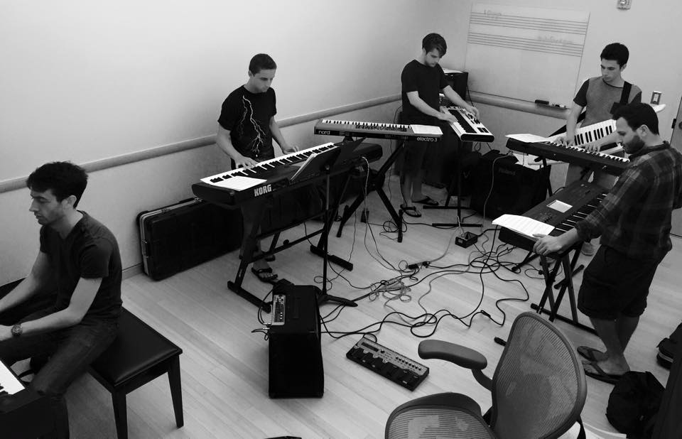  Rehearsing original music with a five-keyboard ensemble 