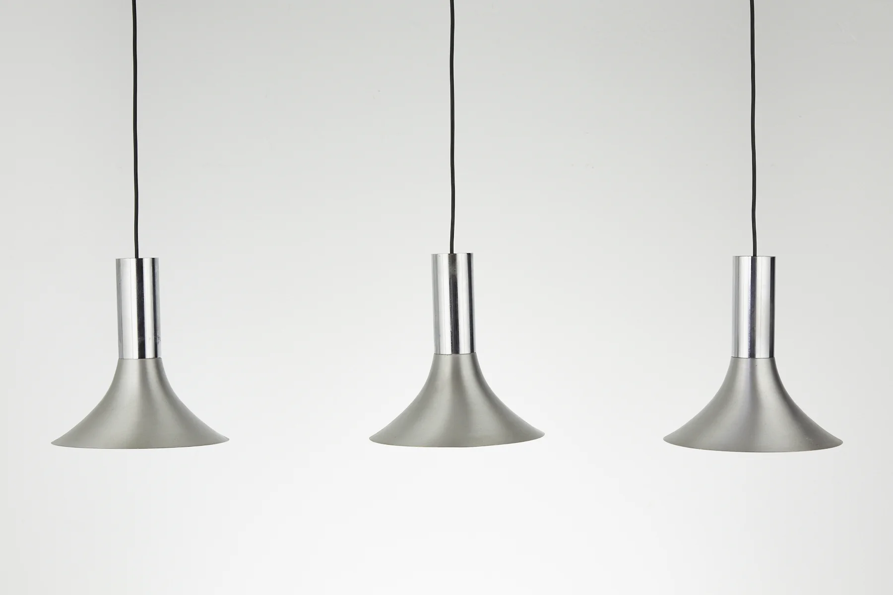 Set Of Three Chrome Danish Mid Century Modern Pendant Lights 1960s Set Of Three Chrome Danish Mid Century Modern Pendant Lights 1960s