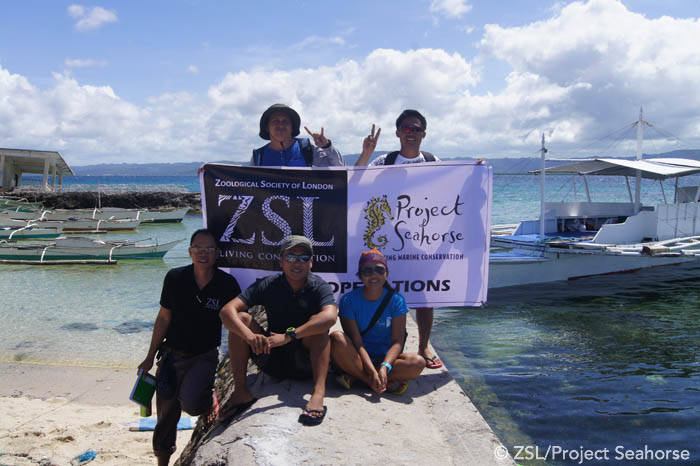 The ZSL/Project Seahorse pause for a photo during a long day of relief work. Photo: Chai Apale/Project Seahorse