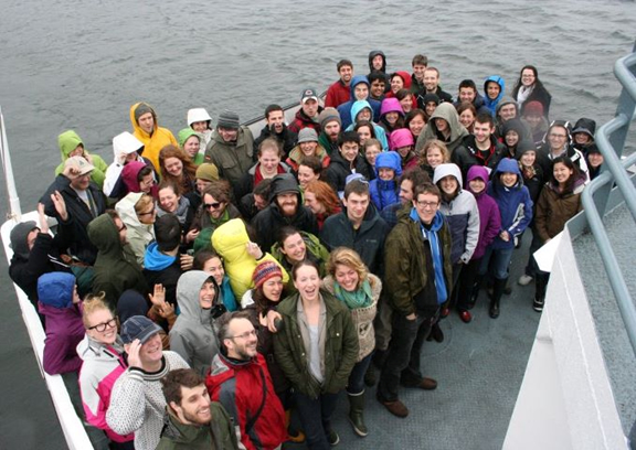 Participants at PEEC on the ferry to Bamfield
