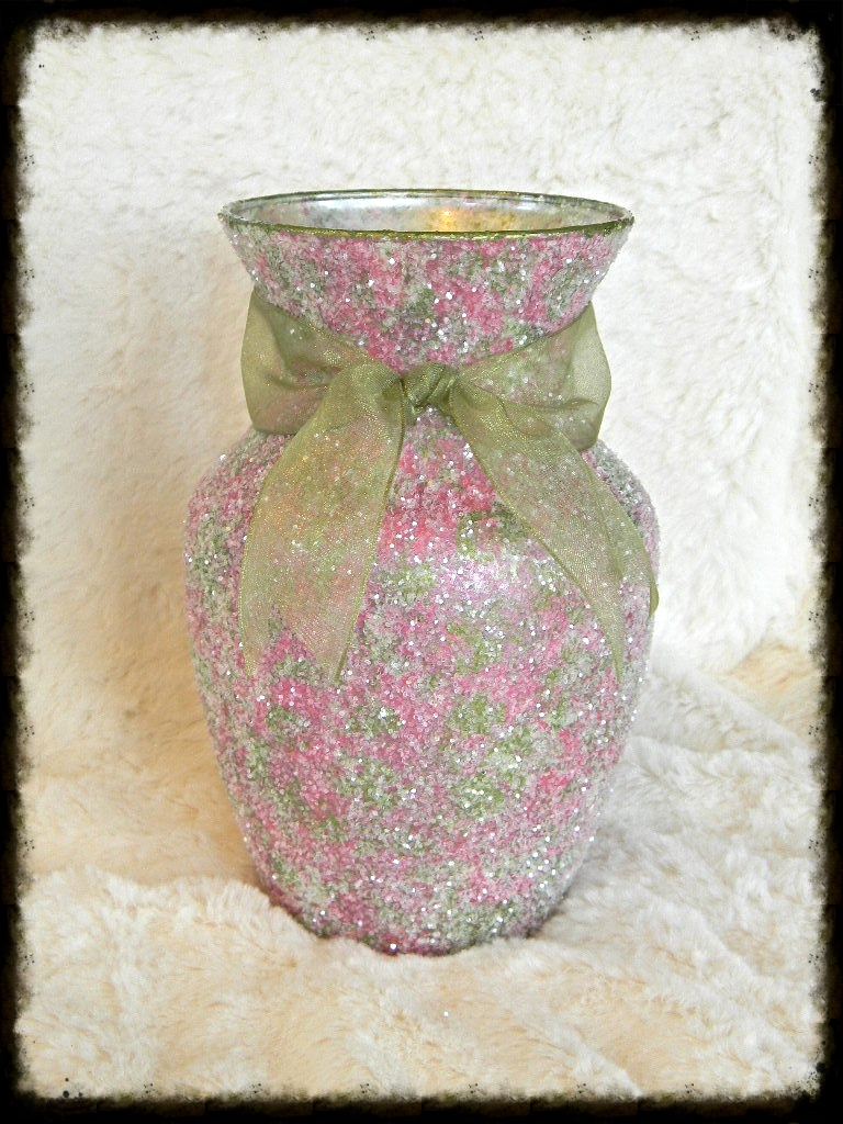 Hand Painted Glitter Glass Vase