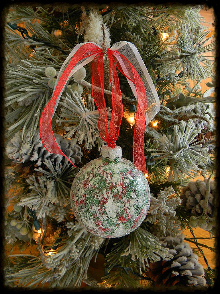 ROYAL JEWELED GLITTER Glass Holliday Tree Large Ornament #1 