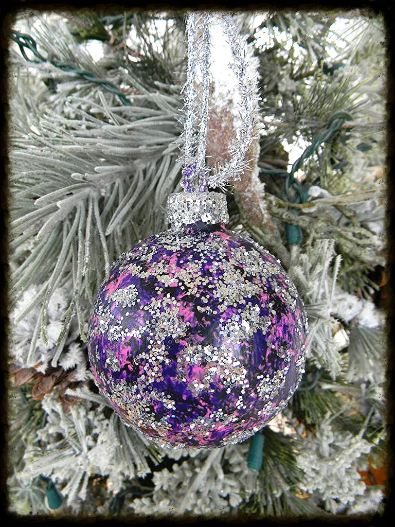Hand Painted Glitter Glass Christmas Ornament Sugar Creek Home Decor