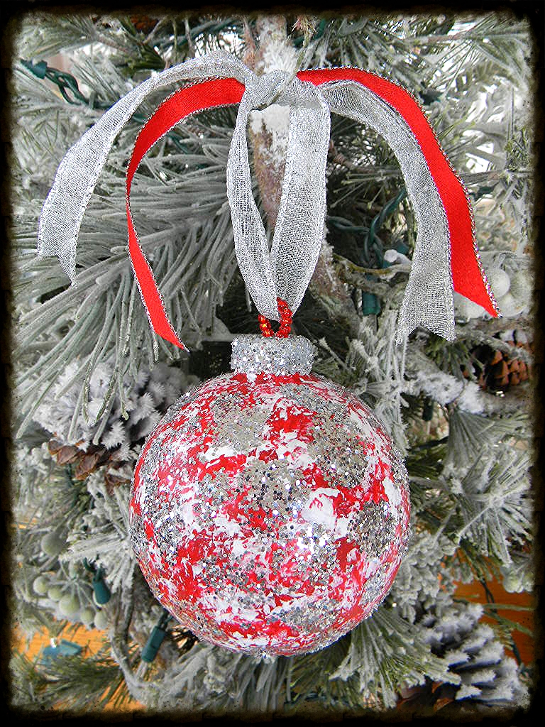 Hand Painted Glitter Glass Christmas Ornament