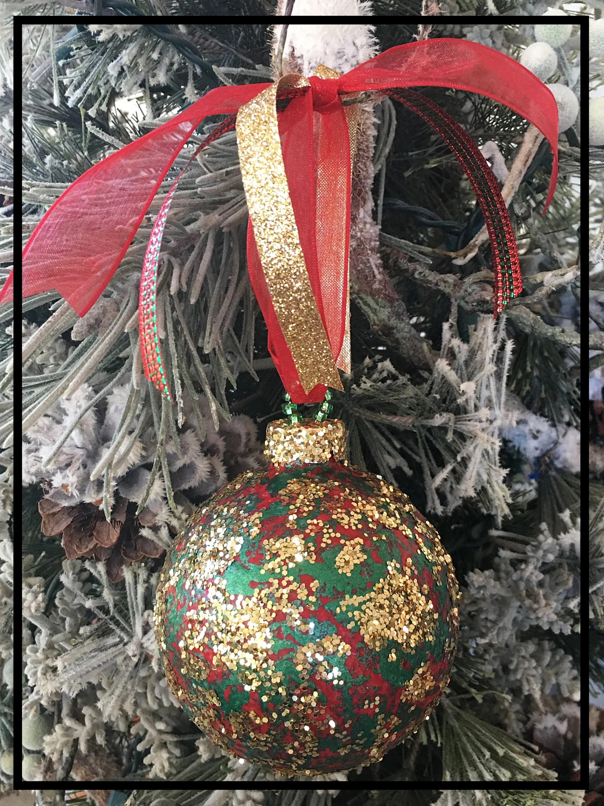 Traditional Glitter Christmas Tree Ornament | Sugar Creek Home Decor