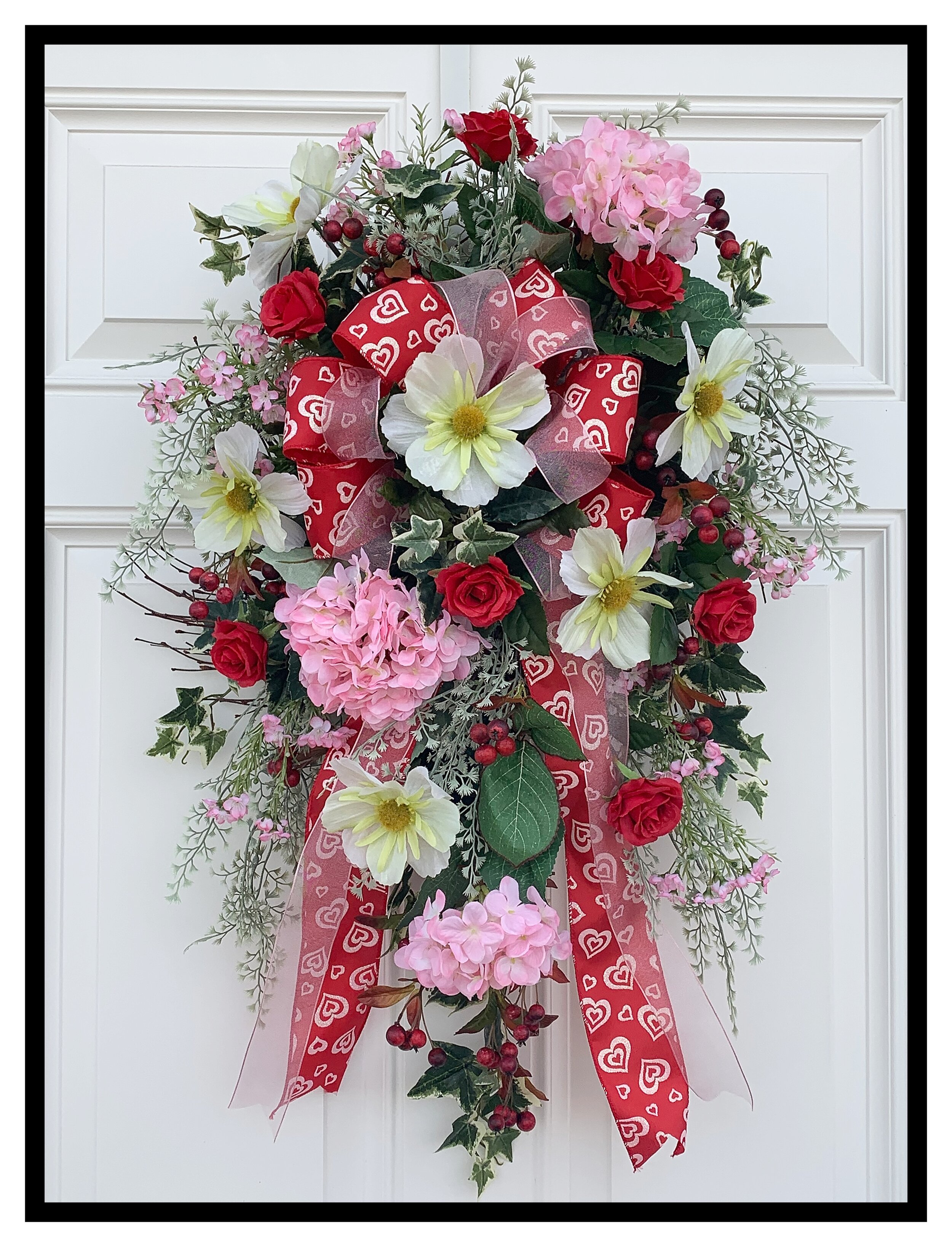 Valentine Wreath, Front Door Wreath, Valentine Decor, Valentine
