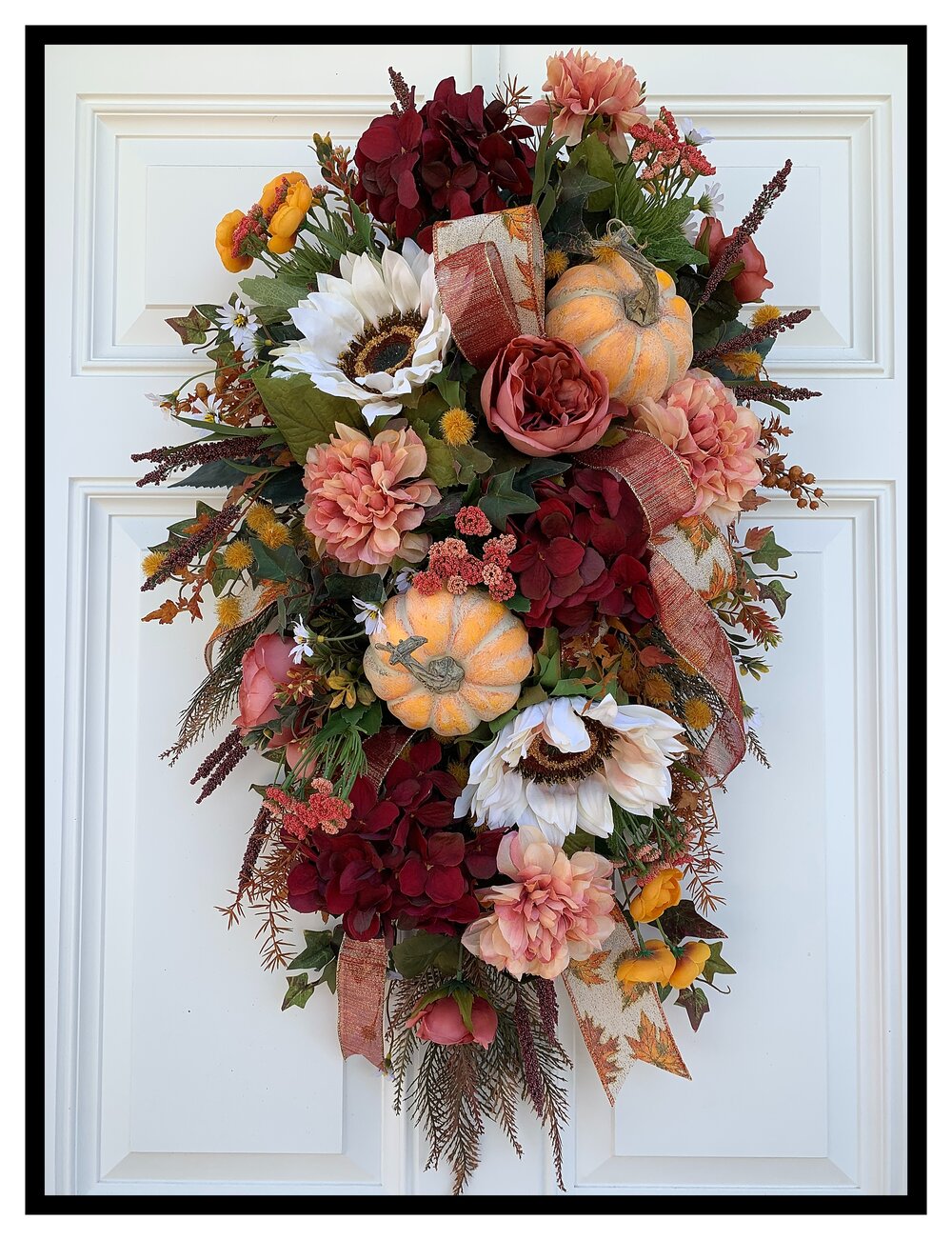Fall Swag Fall Flowers Front Door Decor,Welcome Wreath