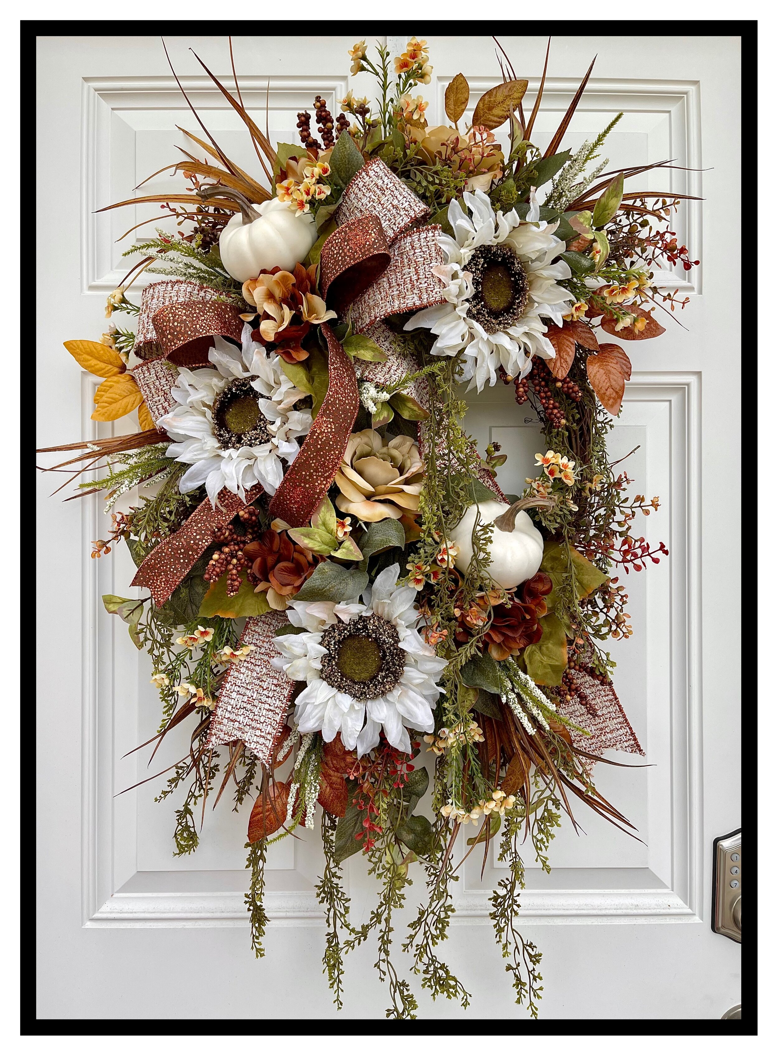 Fall Oval WreathDoor Hanger Autumn Door Wreath Reduced Price!