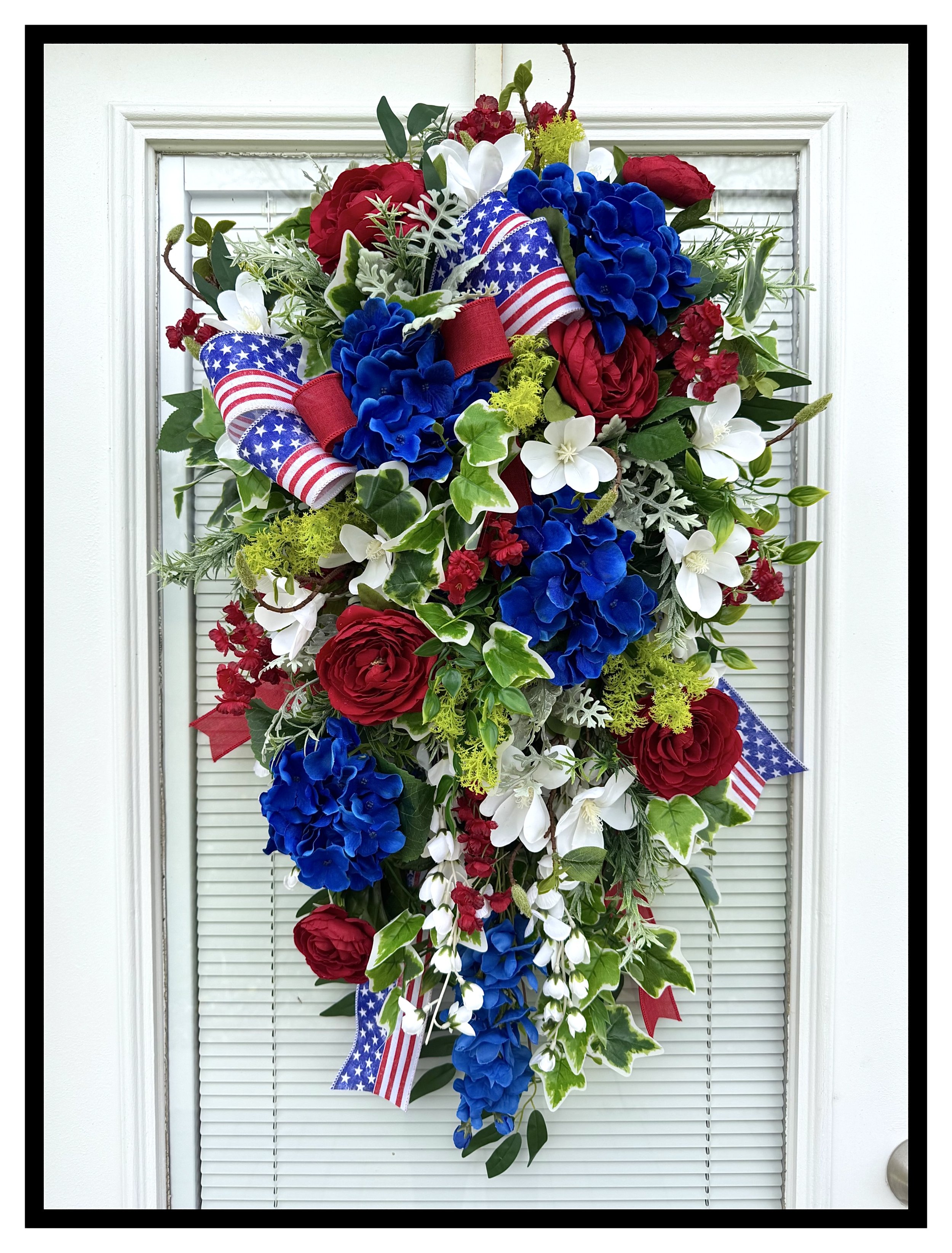American Patriotic Floral Door Swag