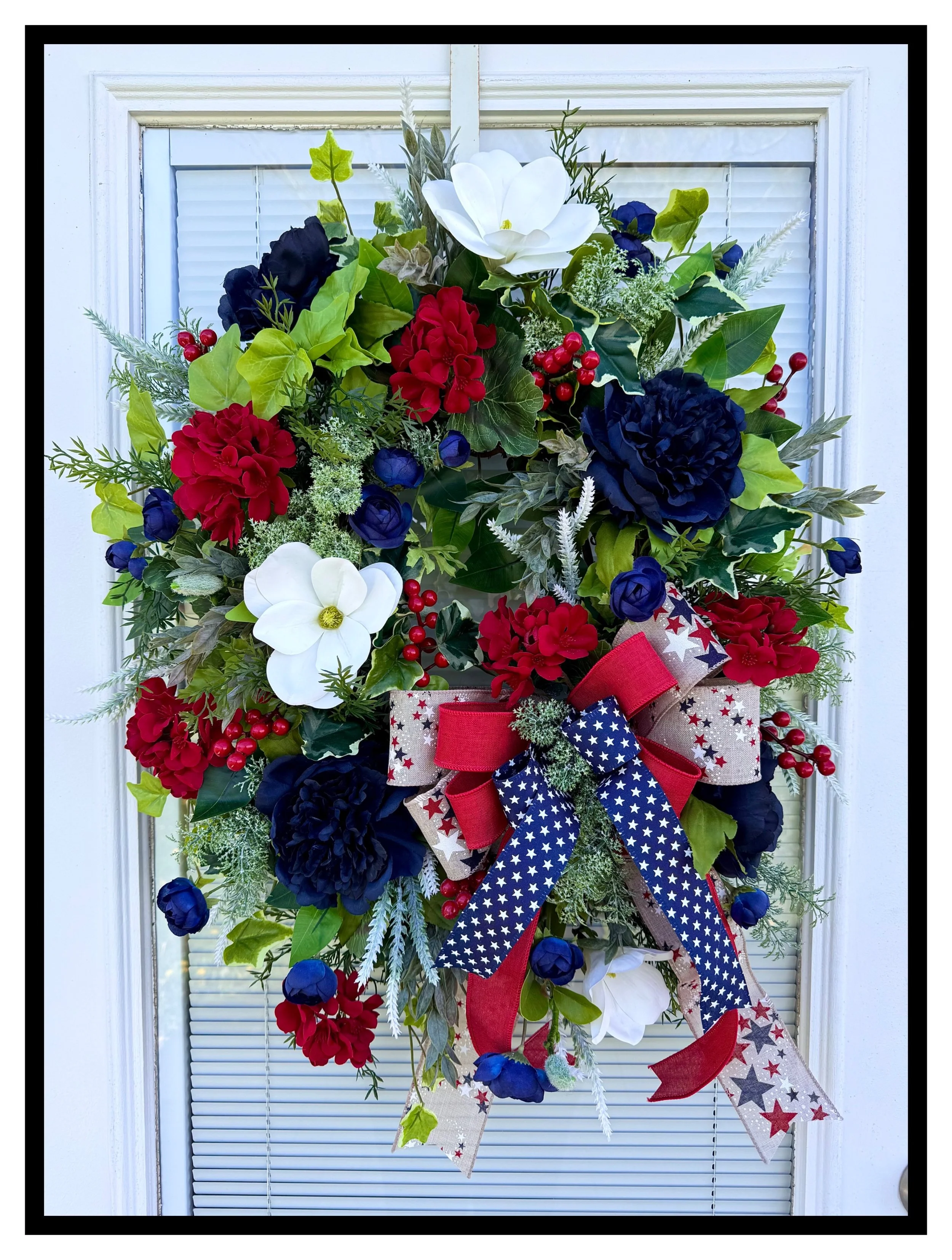 patriotic floral wreath for front door