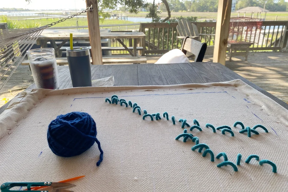  Studio on the road! The beginnings of a project while at the coast. 
