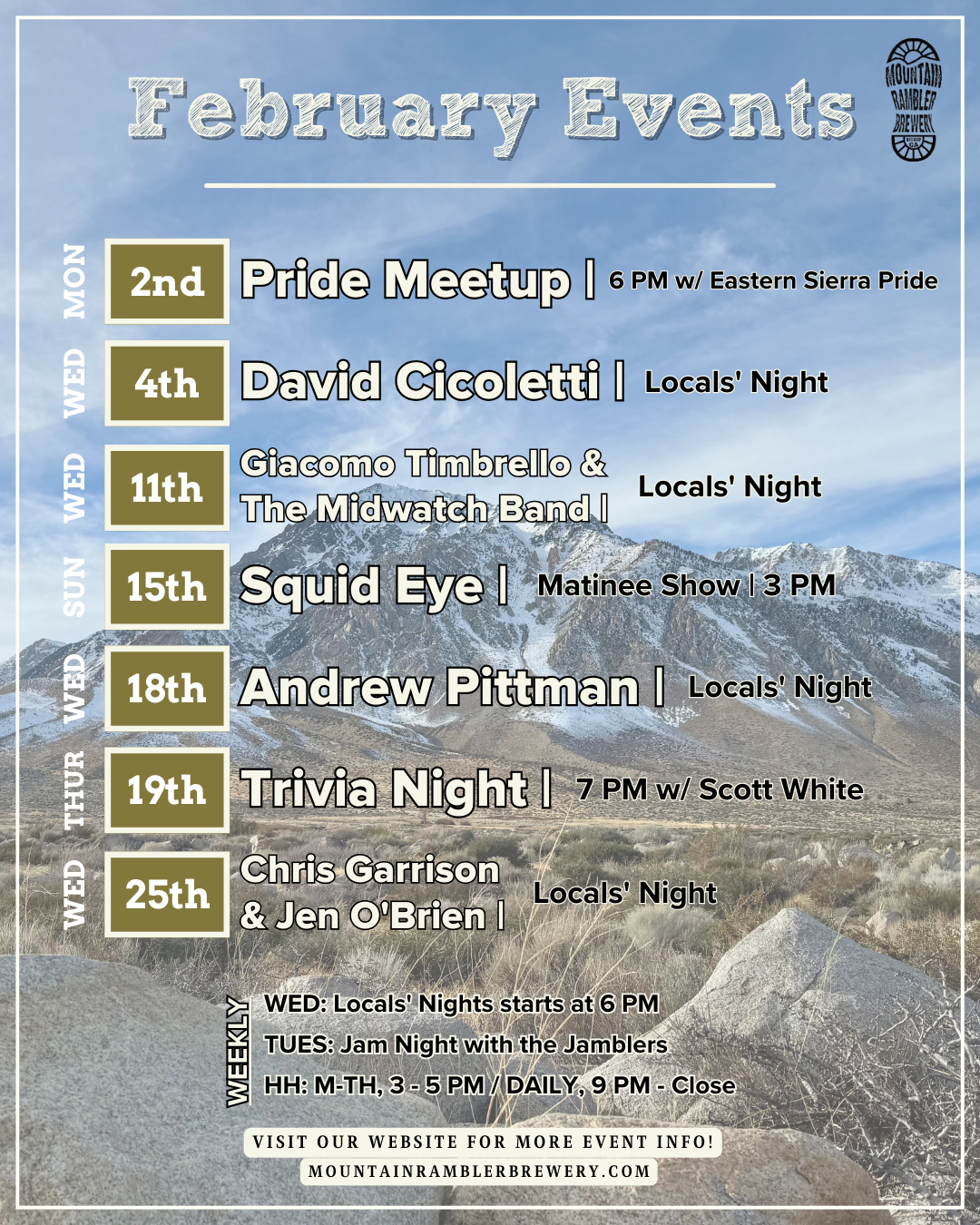 February Event Calendar