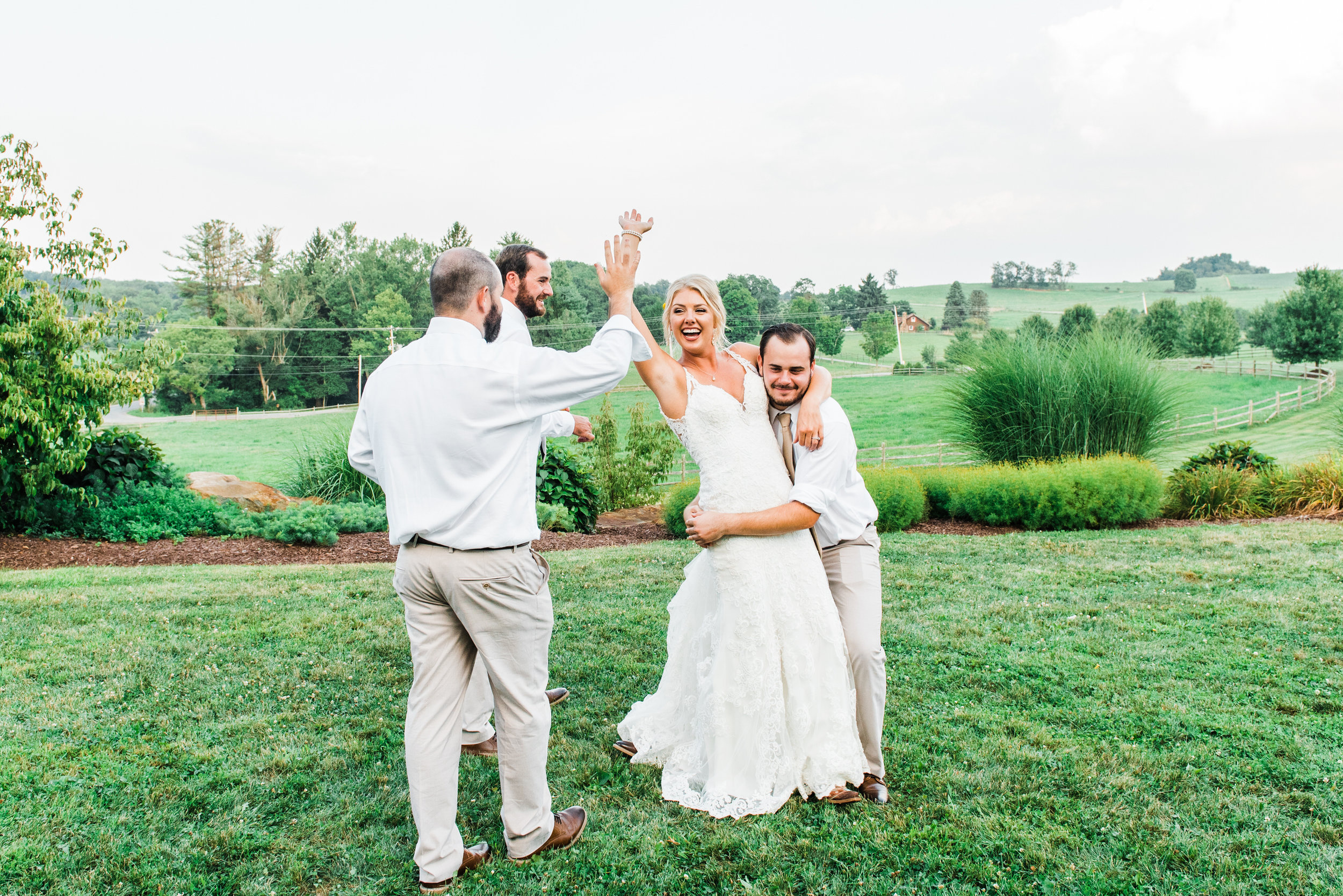 bride highfives