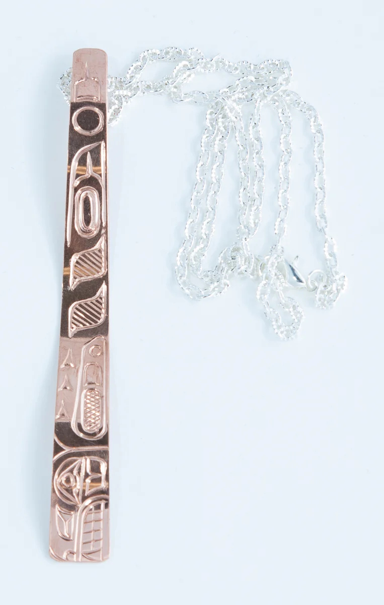 Hand Carved Copper Pendant - Killer Whale