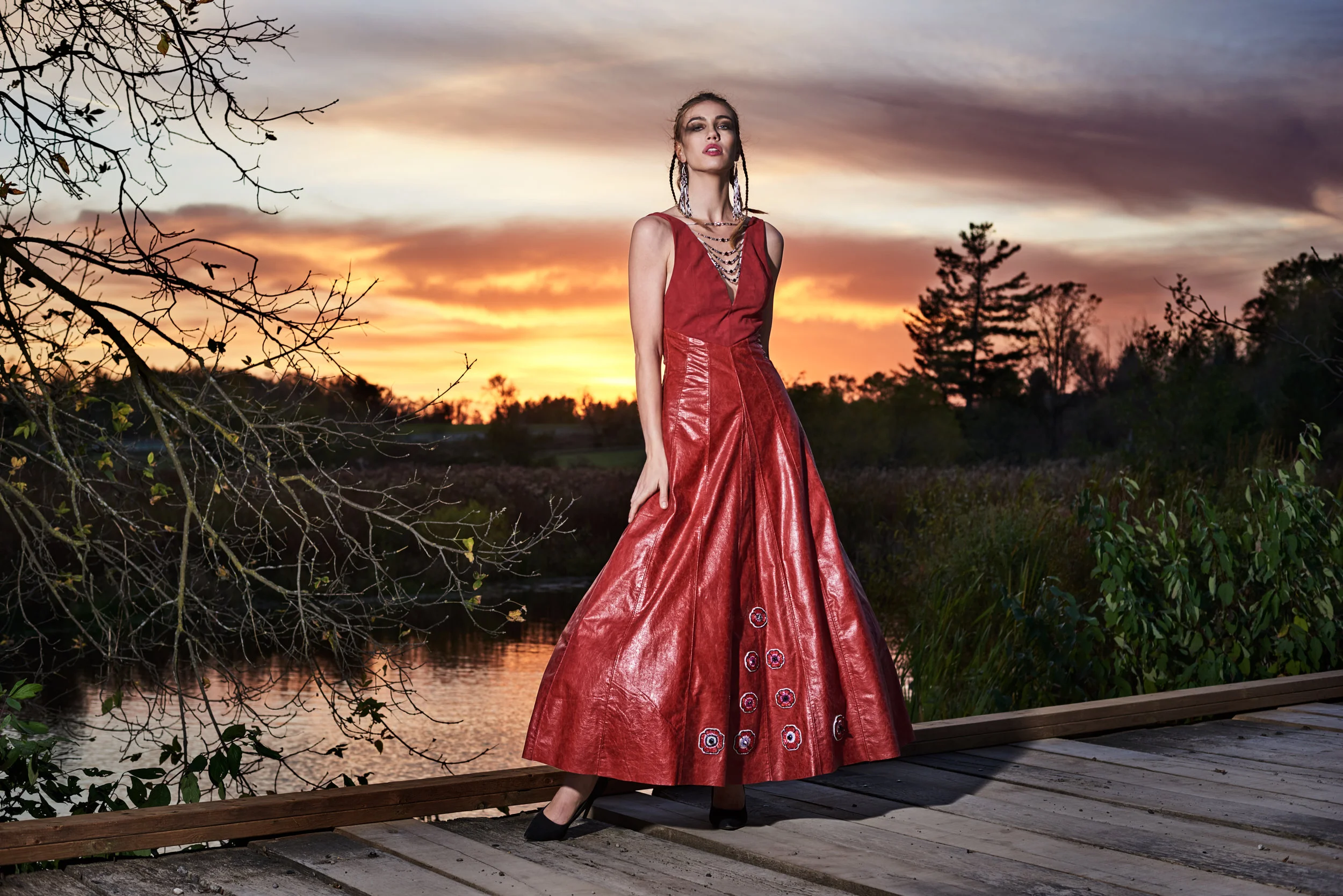 Red Suede/Leather Poppy Gown