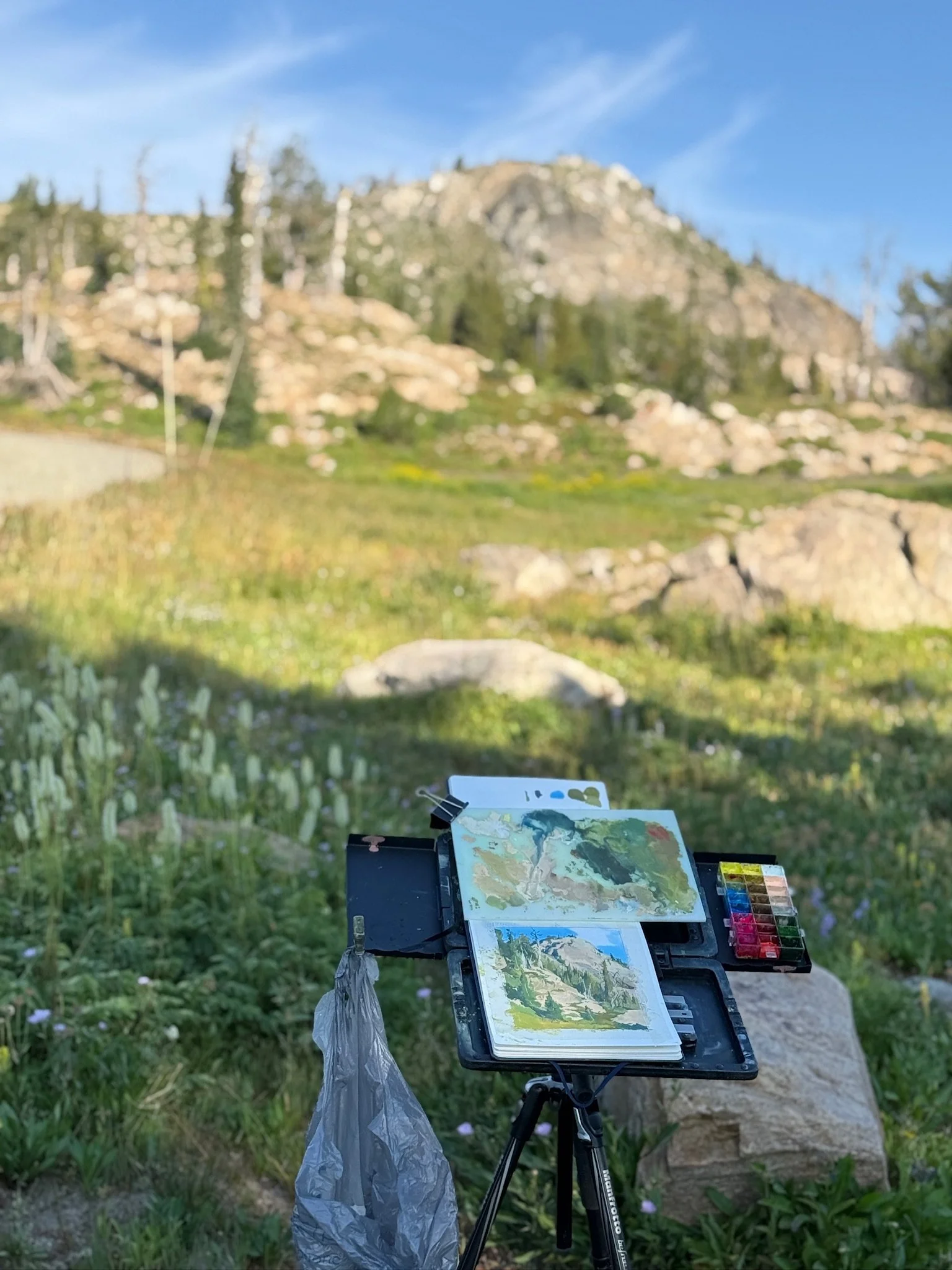 Painting with gouache at Blue Lake Idaho | Allie Zeyer Fine Art