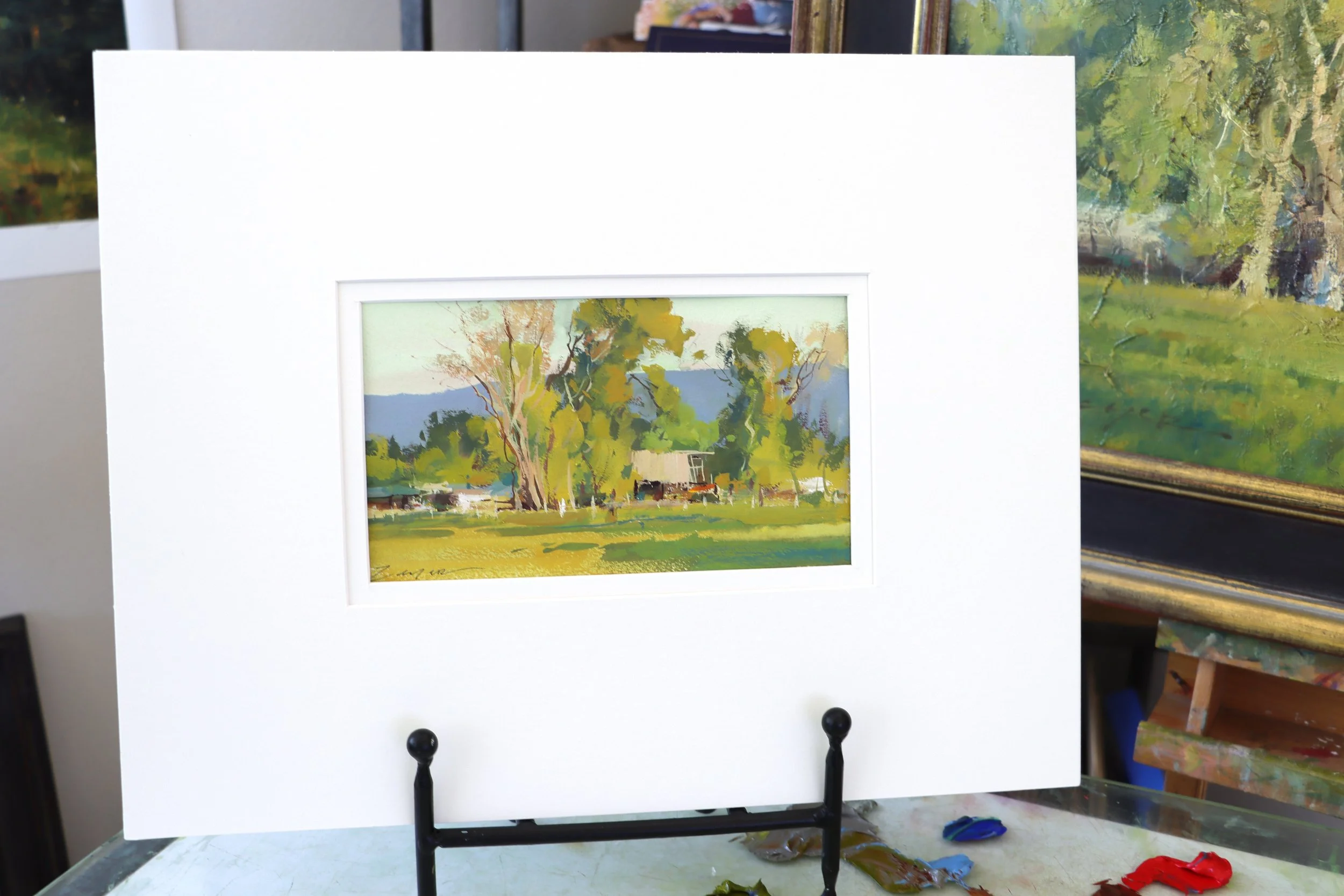 Gouache painting study of a landscape scene by Idaho fine artist Allie Zeyer