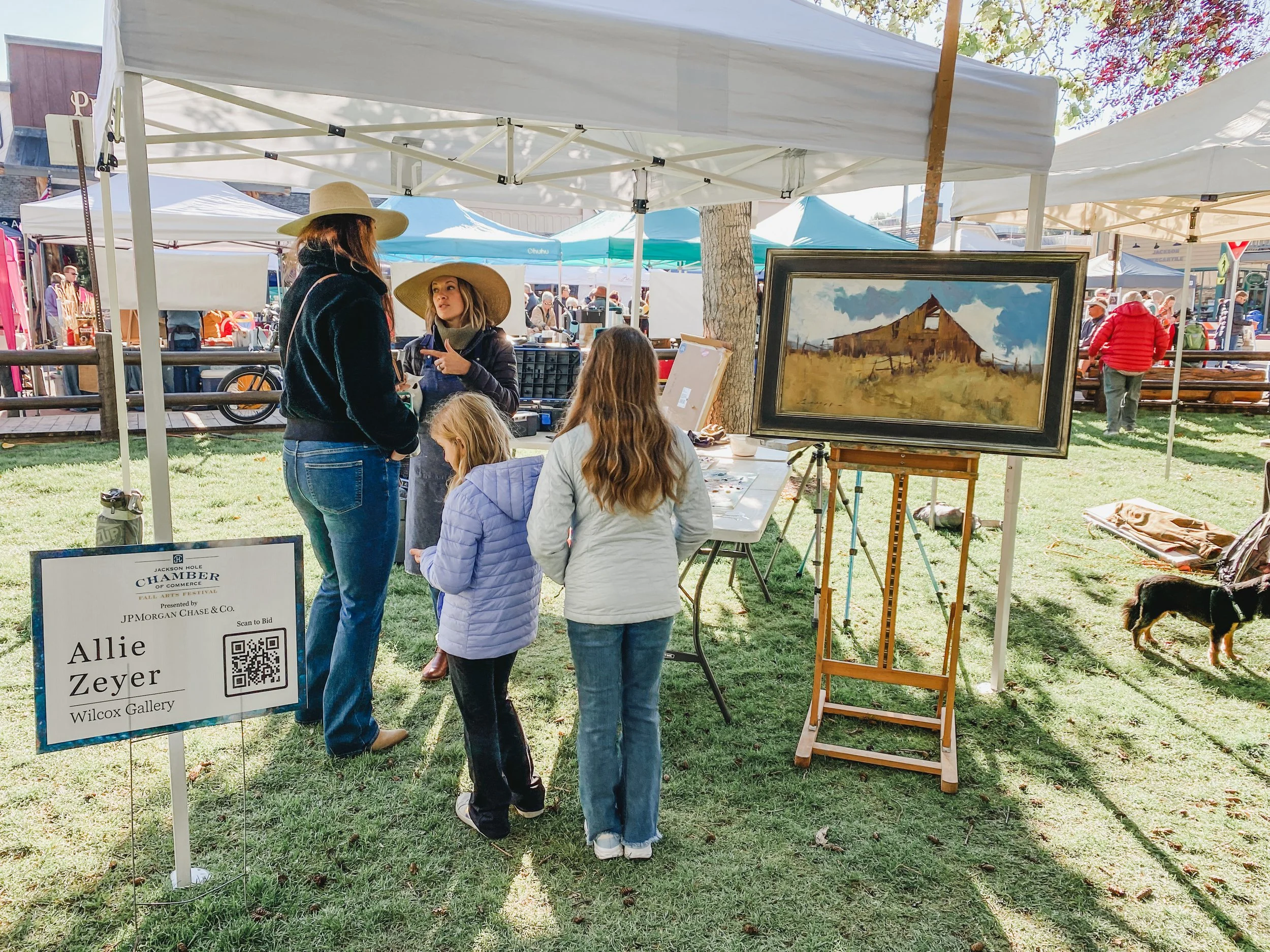 Allie Zeyer, fine artist and landscape painter, at the Jackson Hole Fall Arts Festival Chamber of Commerce QuickDraw in 2023