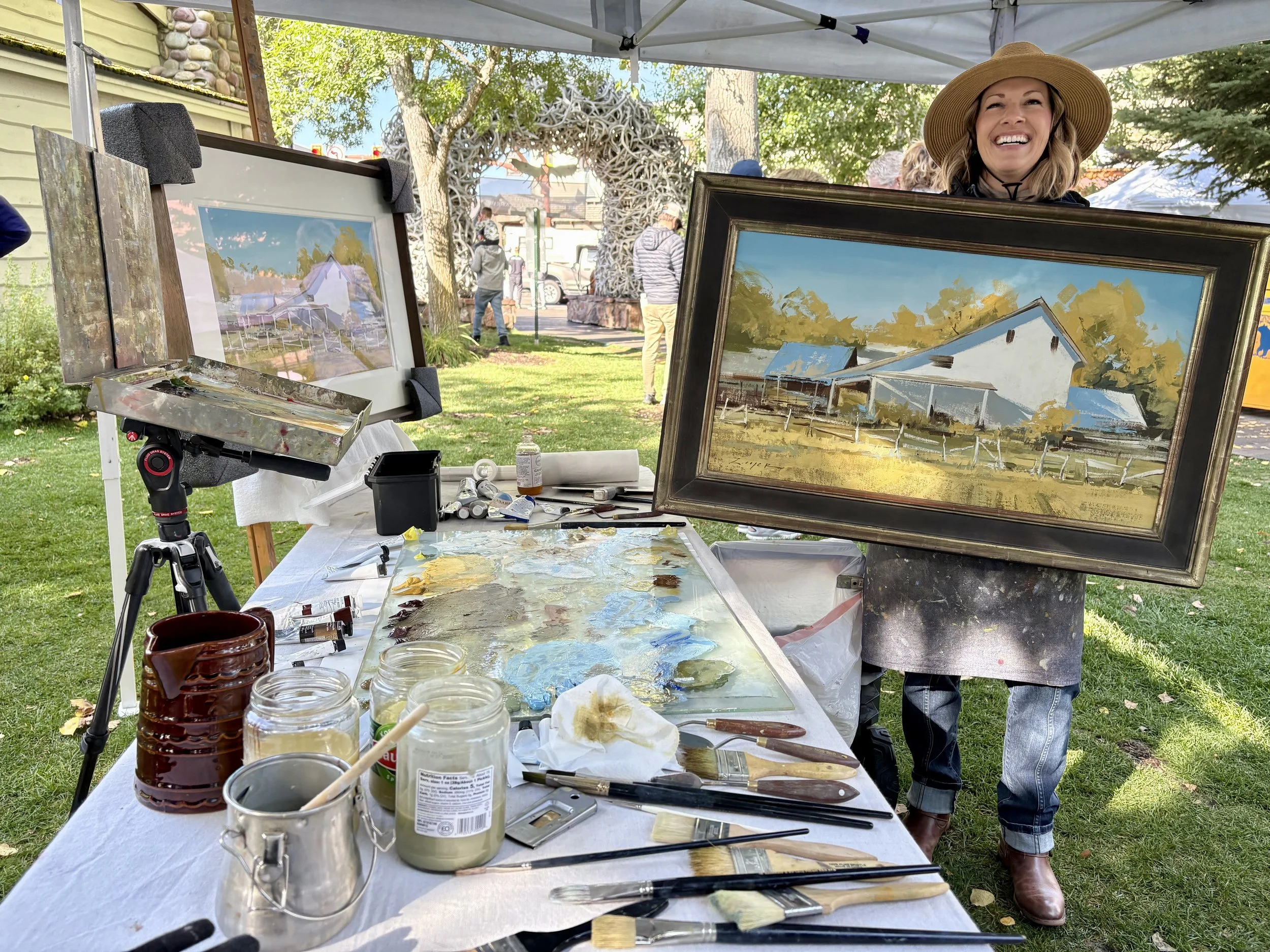 Artist Allie Zeyer at the Jackson Hole QuickDraw 2025