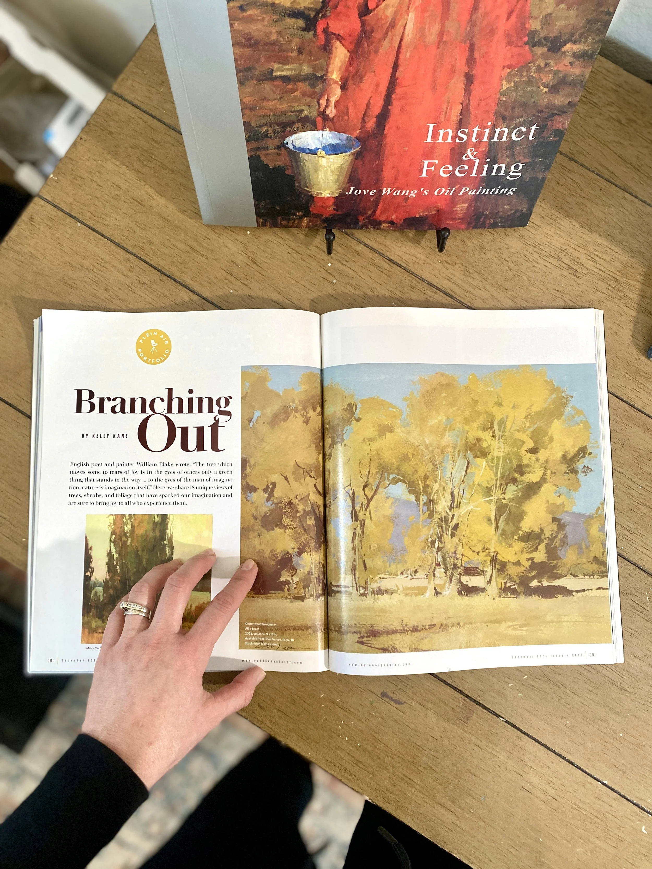 PleinAir Magazine Feature - January 2025 - Allie Zeyer Fine Art "Cottonwood Symphony"