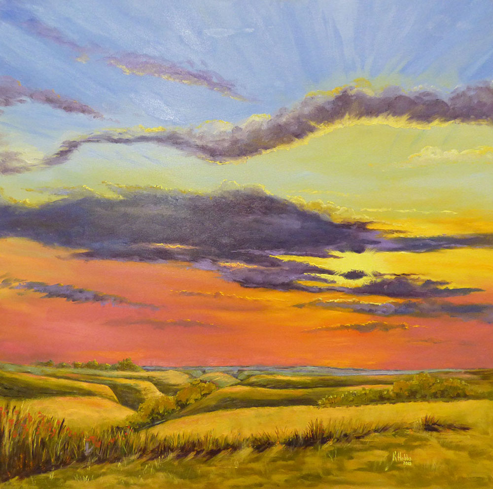 This flint hills sunrise painting could be a beautiful surprise for a loved one.