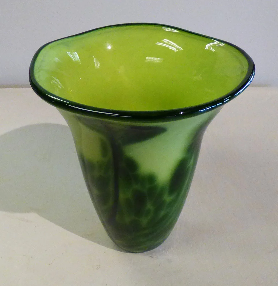 Flared Dark Green Over Light Green Vase (16-24318)