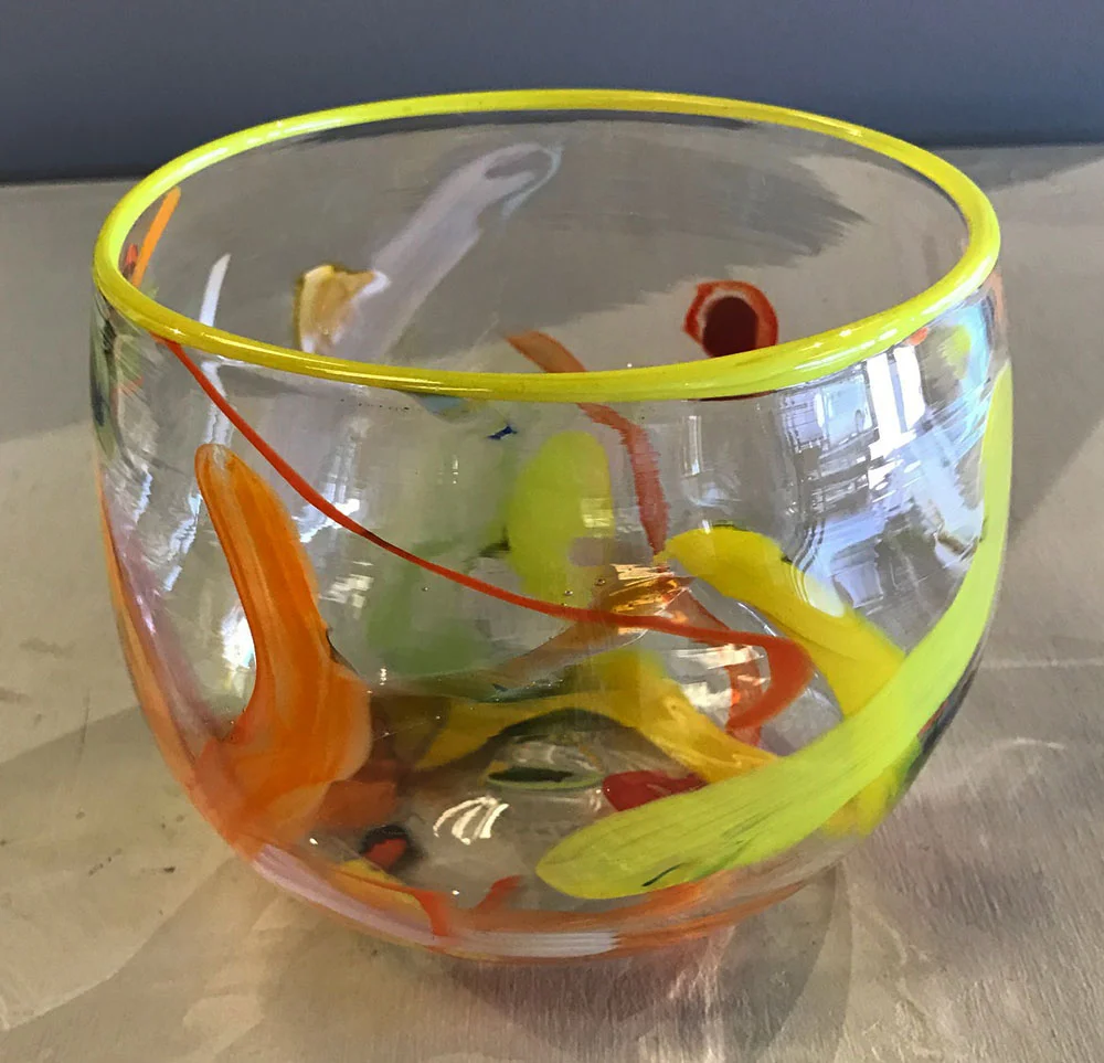 (SOLD) Bowl Circus Orange and Yellow (17-24402)