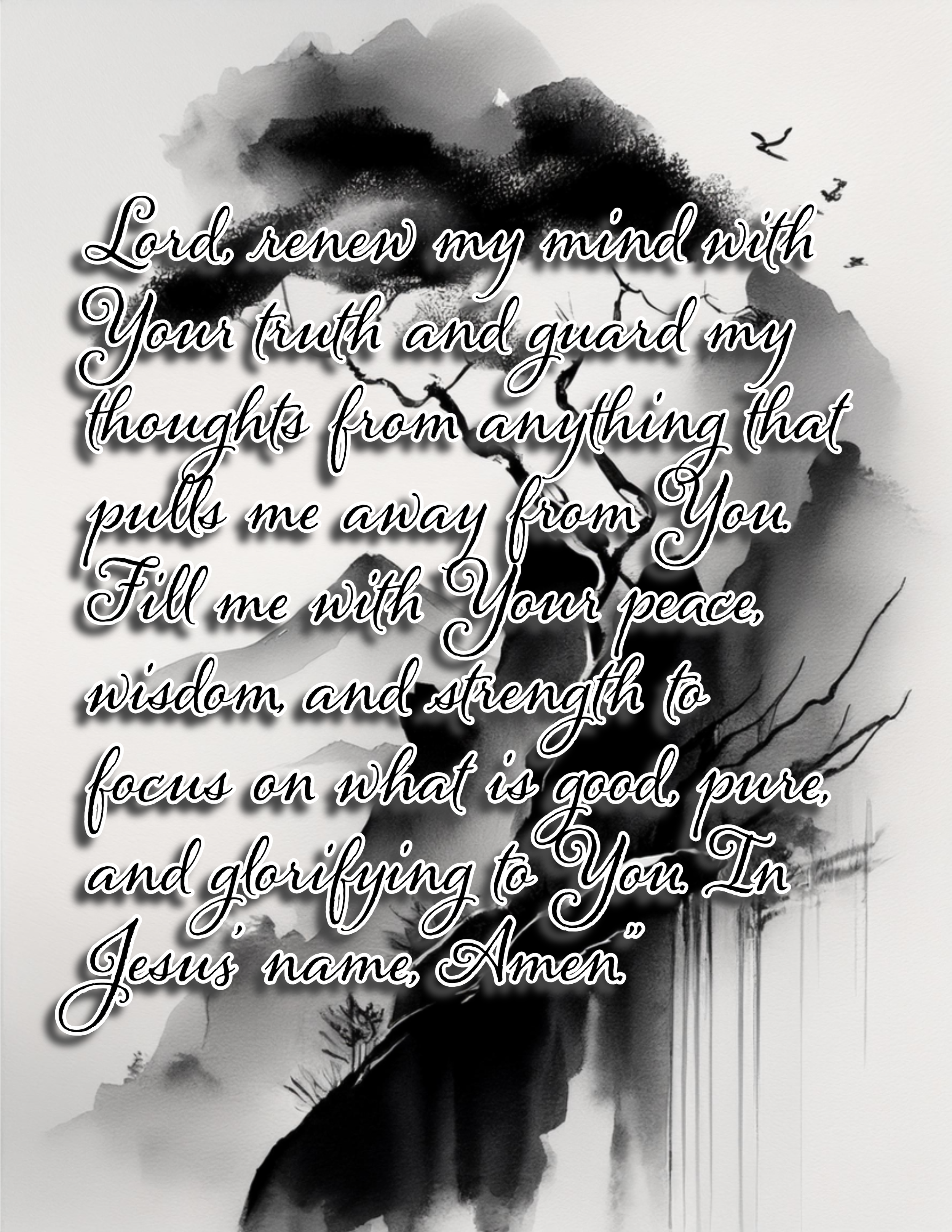 Written prayer over soft background representing surrender, spiritual focus, and seeking God’s guidance and peace.