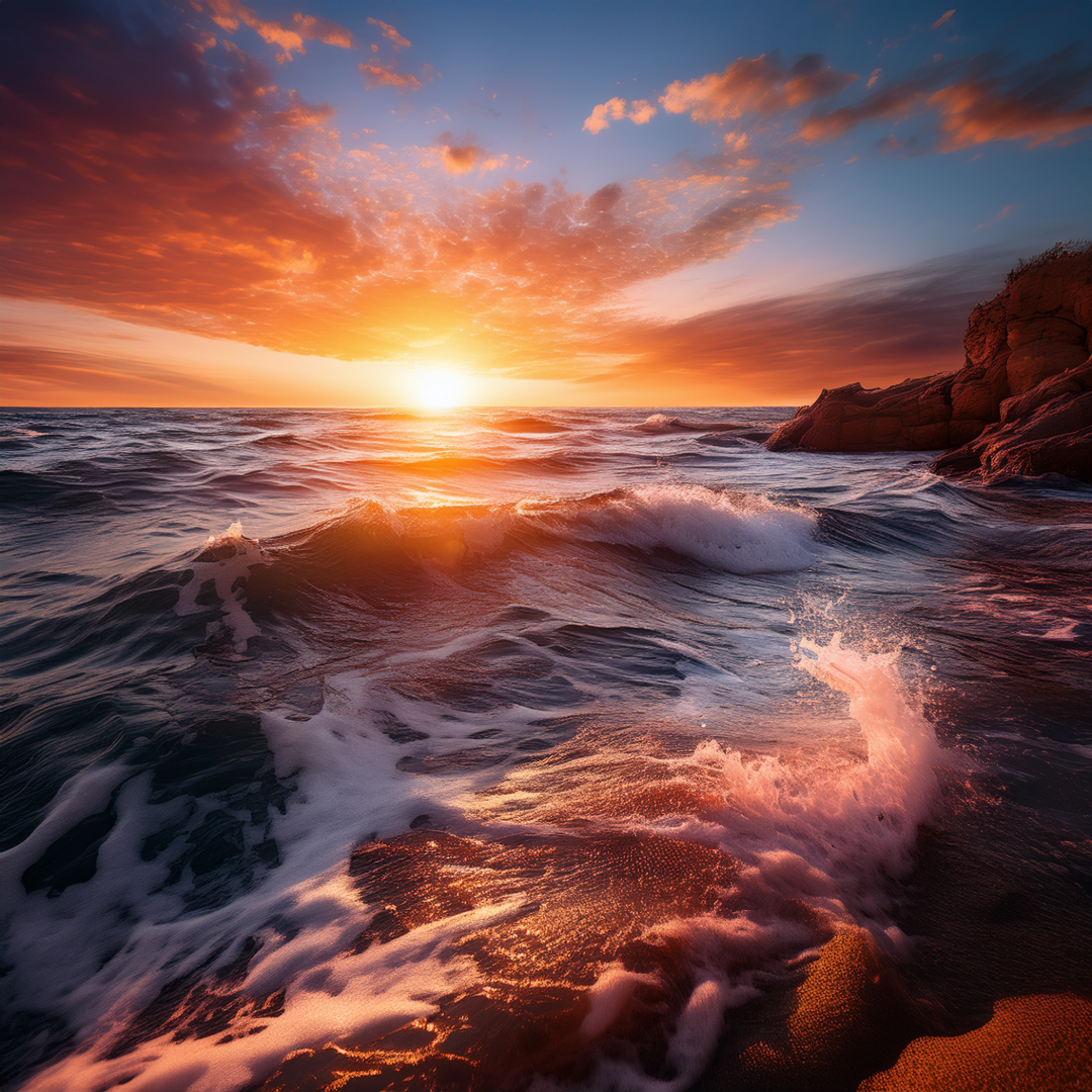 Ocean waves at sunset representing peace, renewal, and the steady presence of God through changing seasons.