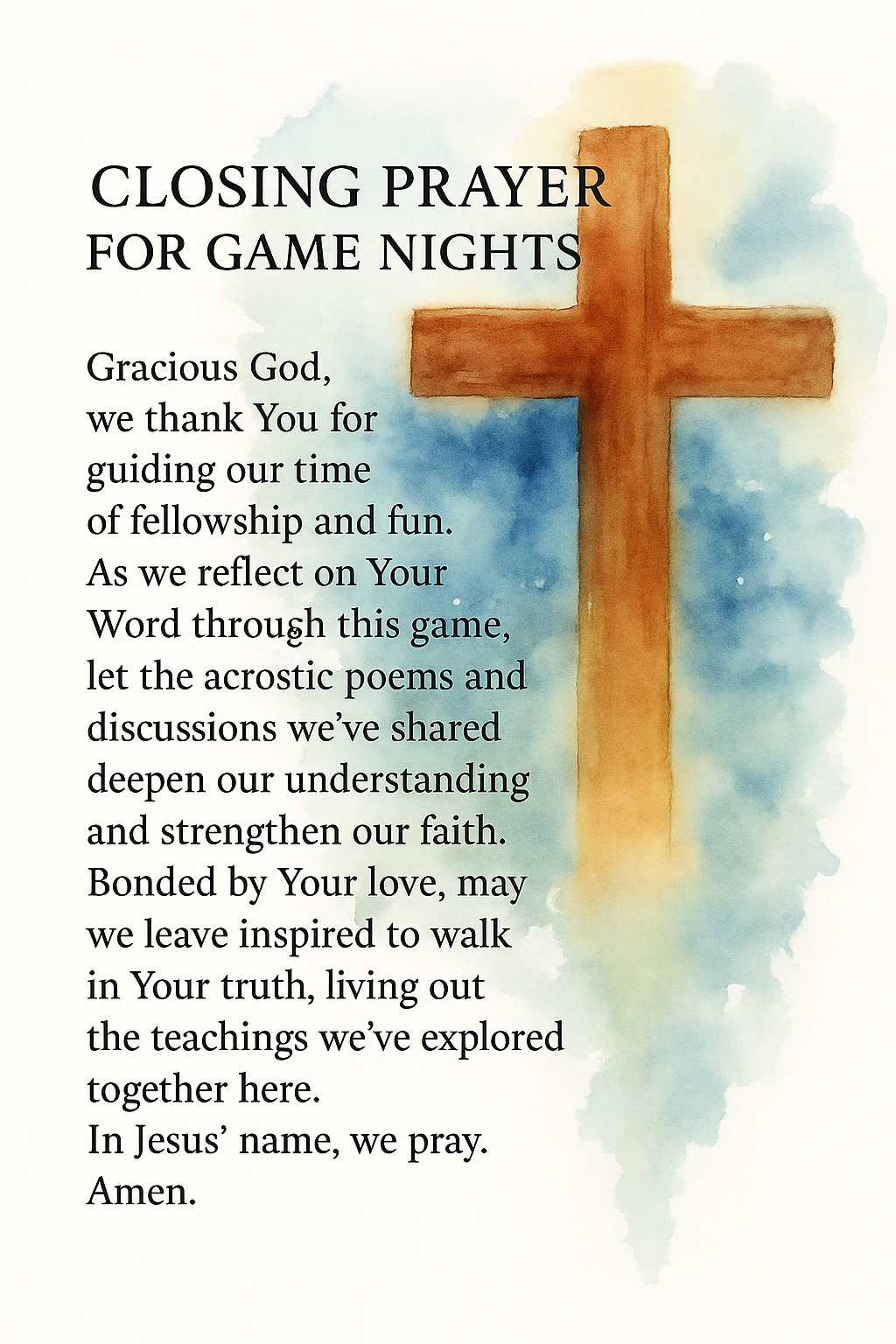 Cross with soft background representing gratitude, fellowship, and spiritual growth through God’s Word.