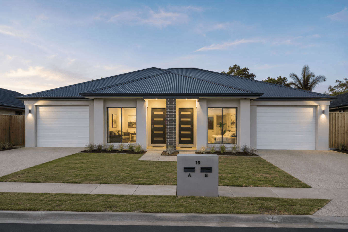 a photo of a duplex house built with dual income plus perth