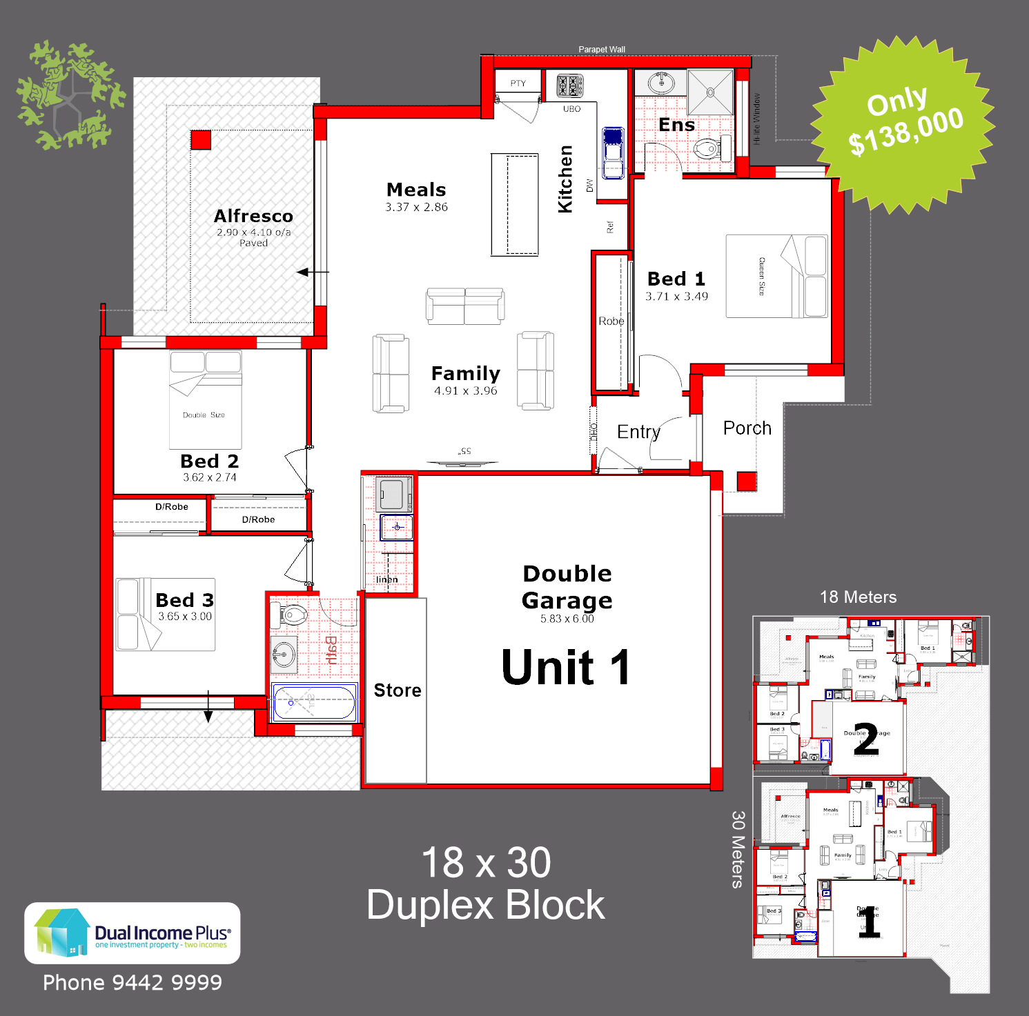 18 x 30 Duplex Design - Lot 1