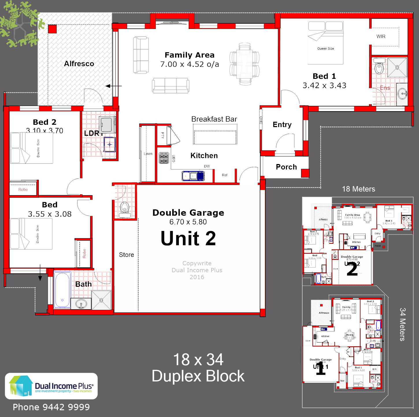 18 x 34 Duplex design - Lot 2