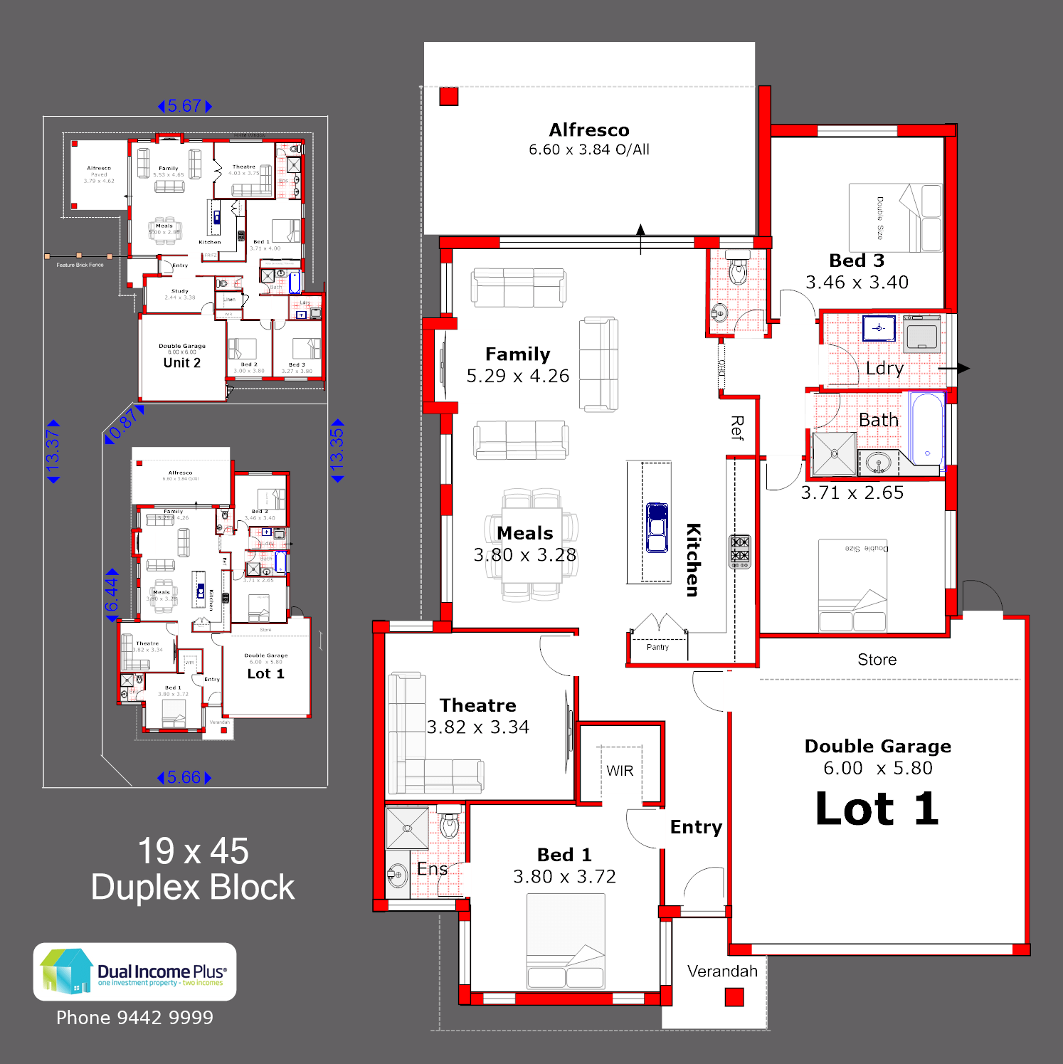 19 x 45 Duplex Block - Lot 1