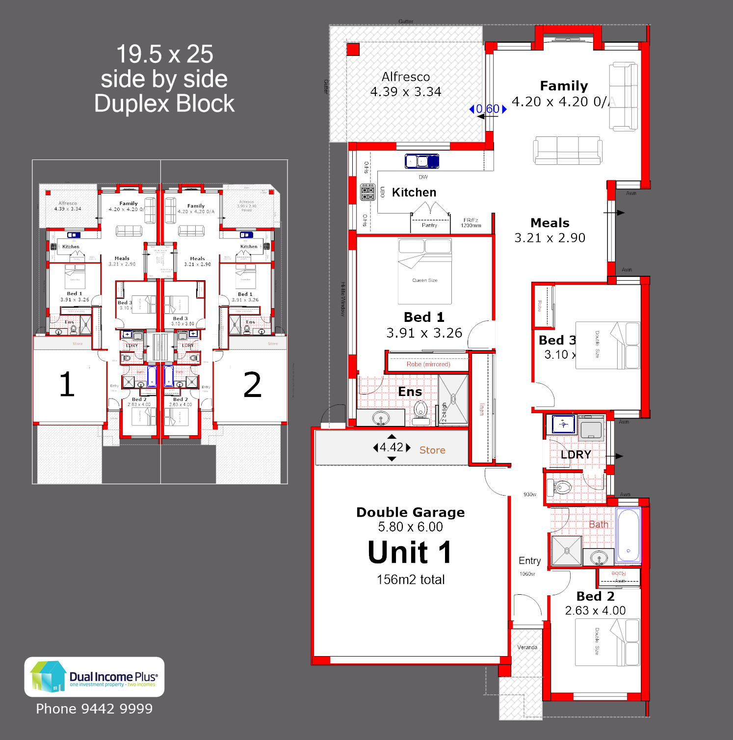 19.5 x 25 Side by side duplex design - Lot 1